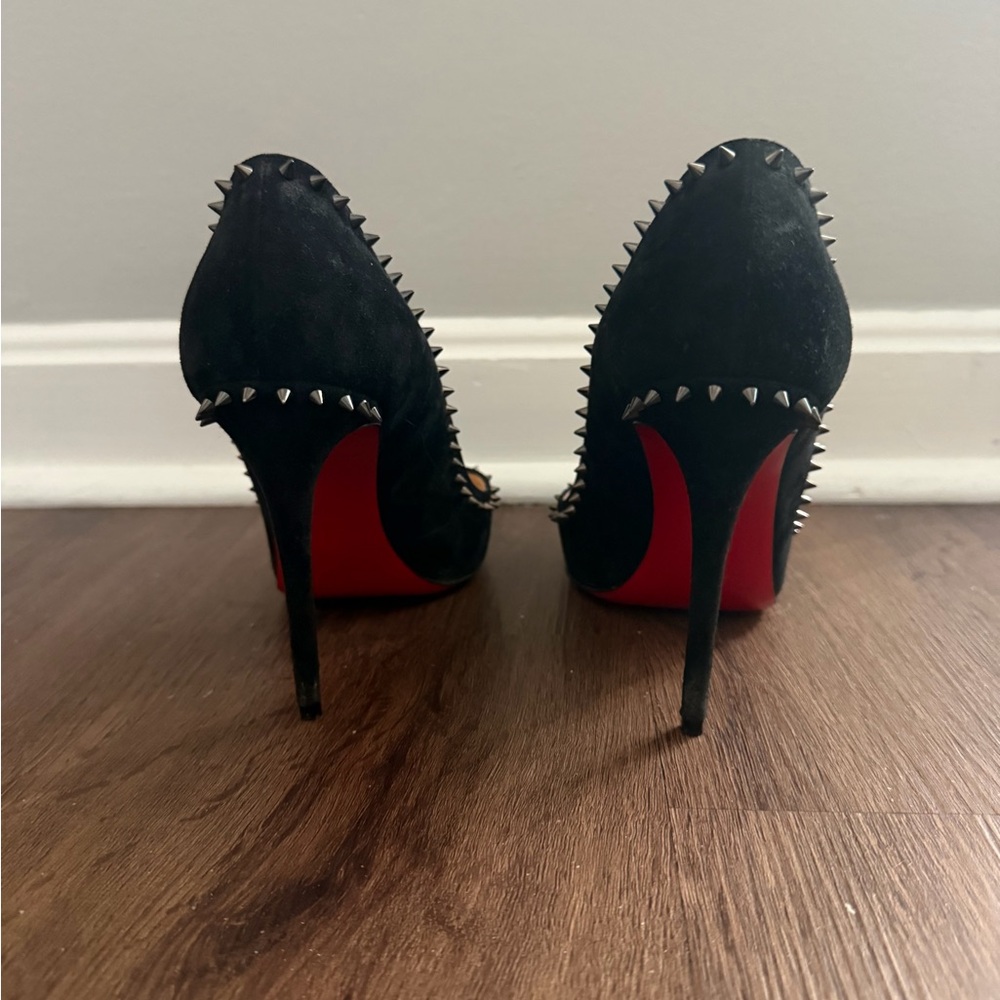 Christian Louboutin Black Suede Studded Heels